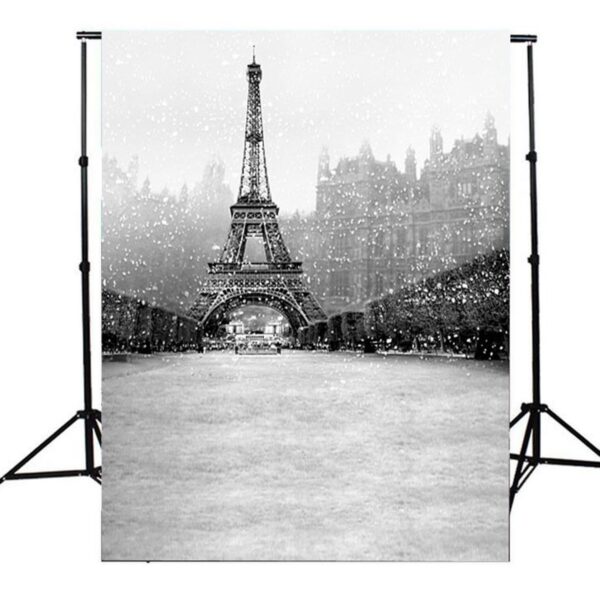 3x5ft Vinyl Snowflake Eiffel Tower Photography Background Backdrop For Studio Prop