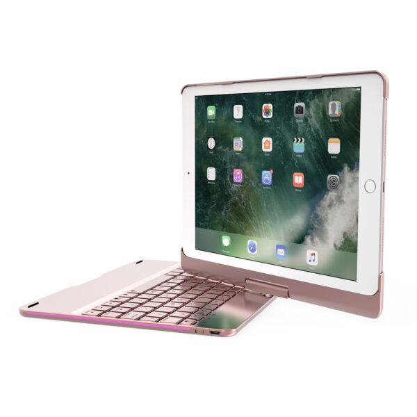 Five ipad universal 360 degree rotating with breathing light Bluetooth keyboard