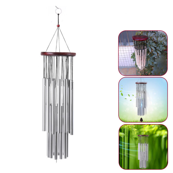 Home 27 Silver Tubes Wind Chimes Church Bells Hanging Decorations