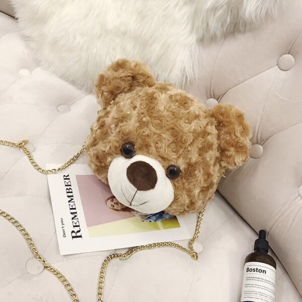 Teddy Bear Head Plush Shoulder Diagonal Bag